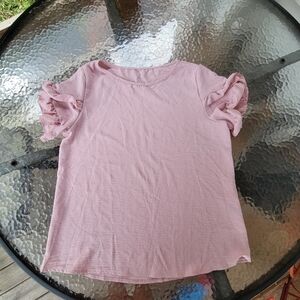Shein Size L Pink Ruffle Sleeve Top